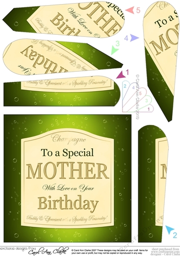 Happy Birthday MOTHER champers Wine Label Fan Pyramage Topper