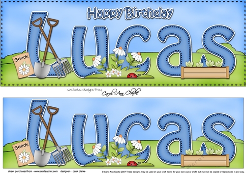 Large DL Happy Birthday LUCAS 3D decoupage