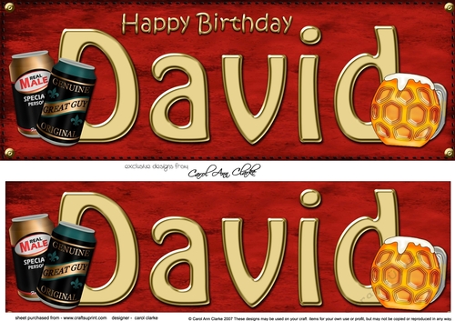 Large DL Happy Birthday DAVID 3D decoupage