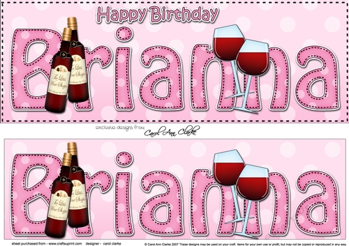 Large DL Happy Birthday BRIANNA 3D decoupage