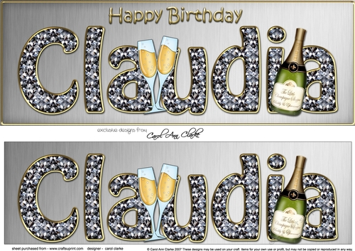 Large DL Happy Birthday CLAUDIA 3D decoupage