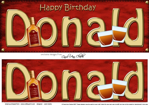 Large DL Happy Birthday DONALD 3D decoupage