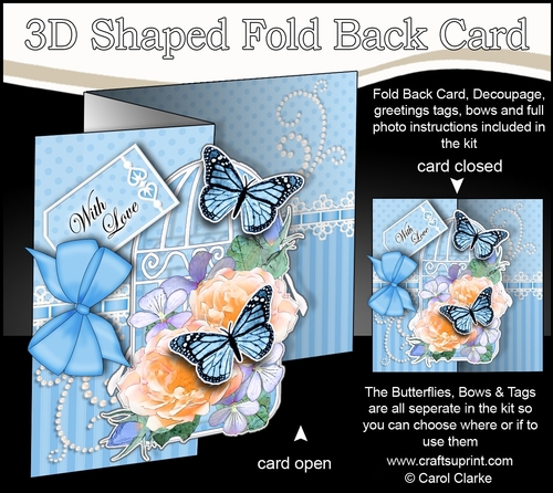 3D Shaped No-Hole Fold Back Mini Kit - Birdcage, Yellow Roses Butterflies & Lace 