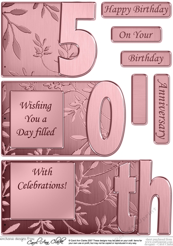 50th Elegant Metallic Book Sheet