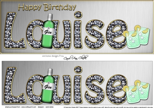 Large DL Happy Birthday LOUISE 3D decoupage