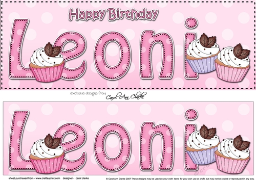 Large DL Happy Birthday LEONI 3D decoupage