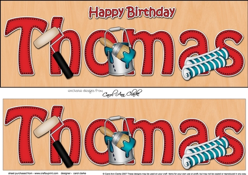 Large DL Happy Birthday THOMAS 3D decoupage