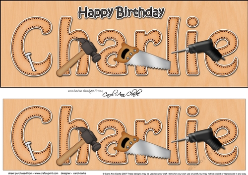 Large DL Happy Birthday CHARLIE 3D decoupage