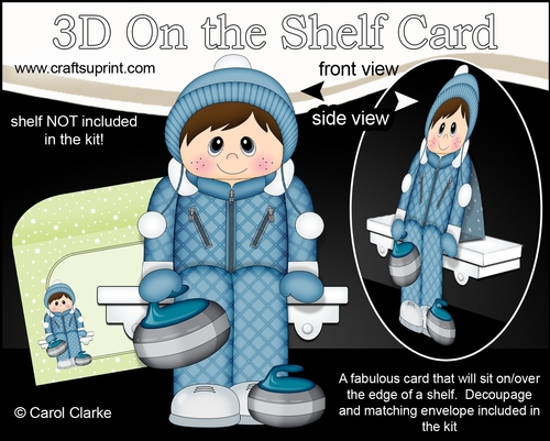 3D On the Shelf Card Kit - Winter Sports Garry goes Curling