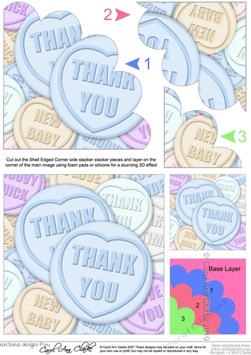 Thank You Sweet Heart Shell Edged Corner side stacker