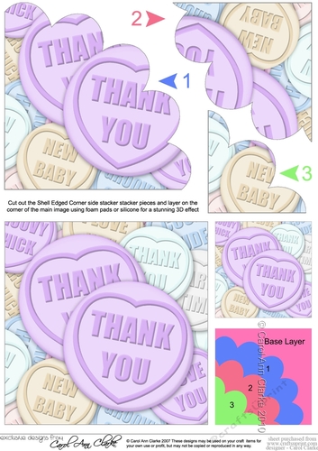 Thank You Sweet Heart Shell Edged Corner side stacker