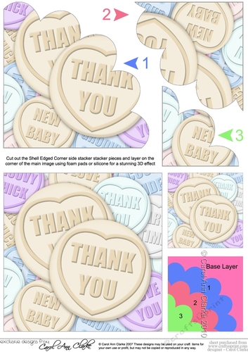 Thank You Sweet Heart Shell Edged Corner side stacker