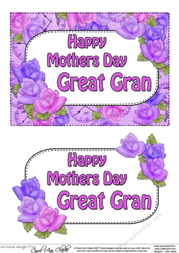 5x7 Happy Mothers Day GREAT GRAN Time for Roses 3D Decoupage