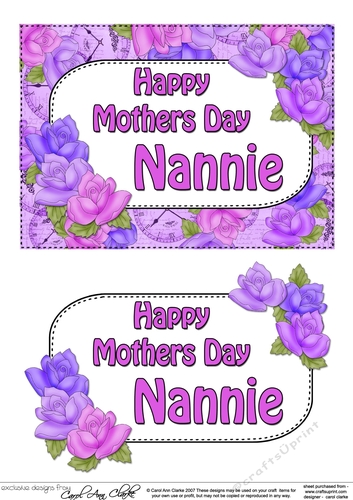 5x7 Happy Mothers Day NANNIE Time for Roses 3D Decoupage