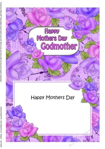 5x7 Happy Mothers Day GODMOTHER Time for Roses matching insert