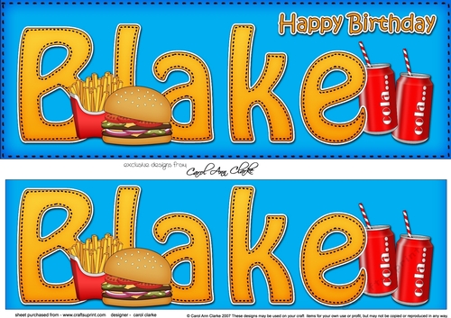 Large DL Happy Birthday BLAKE 3D decoupage