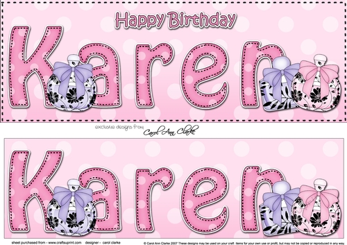 Large DL Happy Birthday KAREN 3D decoupage