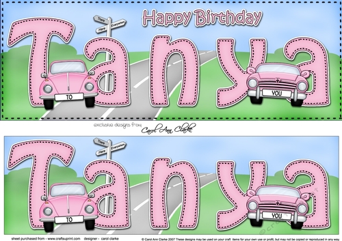 Large DL Happy Birthday TANYA 3D decoupage