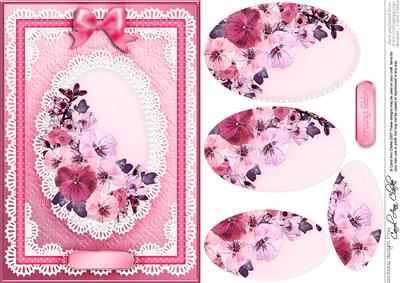 A5 Spring Flowers and Lace Quick Card with Pyramage