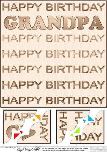 8 x 8 Birthday GRANDPA Scalloped Corner Topper