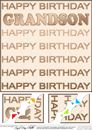 8 x 8 Birthday GRANDSON Scalloped Corner Topper