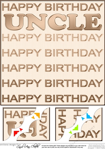 8 x 8 Birthday UNCLE Scalloped Corner Topper