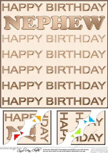 8 x 8 Birthday NEPHEW Scalloped Corner Topper