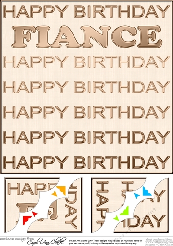 8 x 8 Birthday FIANCE Scalloped Corner Topper