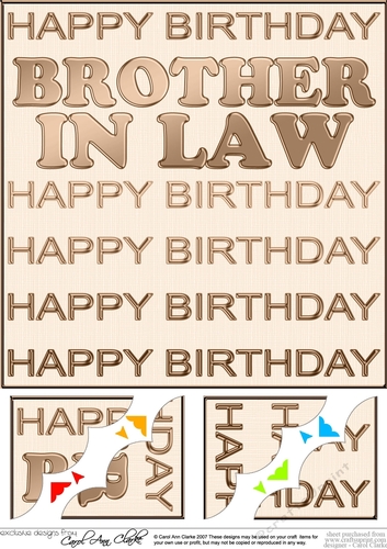 8 x 8 Birthday BROTHER IN LAW Scalloped Corner Topper