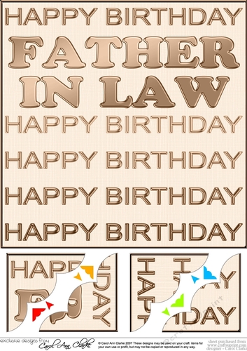 8 x 8 Birthday FATHER IN LAW Scalloped Corner Topper
