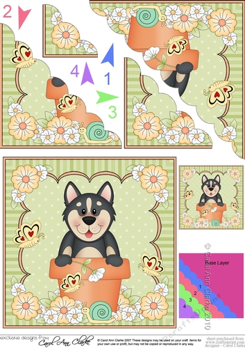 Flower Pot Friends Cute Little Husky Dog Scalloped Corner Stacker