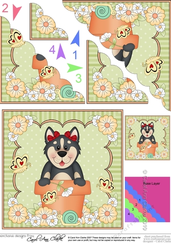 Flower Pot Friends Cute Little Husky Dog Scalloped Corner Stacker