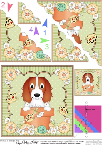 Flower Pot Friends Cute Little Springer Spaniel Dog Scalloped Corner Stacker