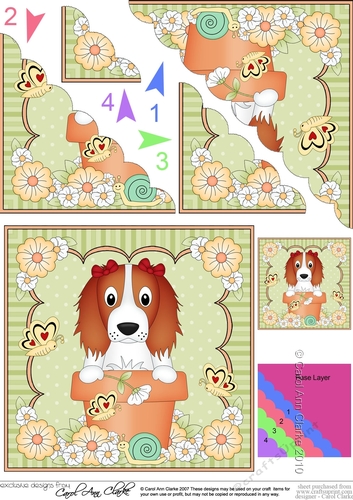 Flower Pot Friends Cute Little Springer Spaniel Dog Scalloped Corner Stacker