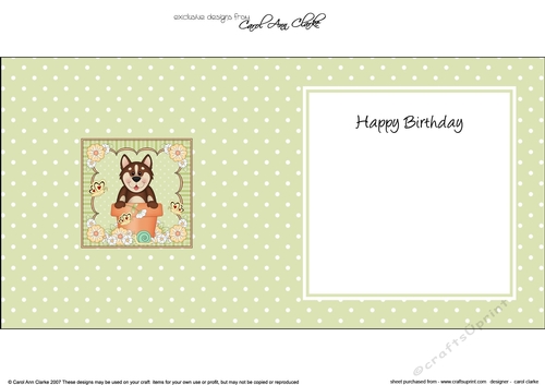 Flower Pot Friends Cute Little Husky Dog square landscape insert