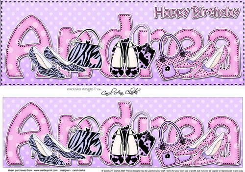 Large DL Happy Birthday ANDREA 3D decoupage