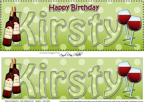 Large DL Happy Birthday KIRSTY 3D decoupage