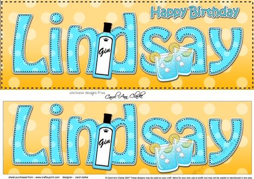Large DL Happy Birthday LINDSAY 3D decoupage