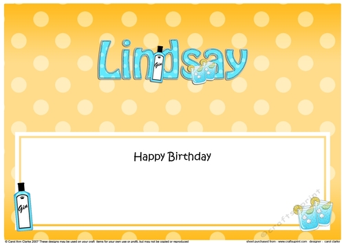 Large DL Happy Birthday LINDSAY insert