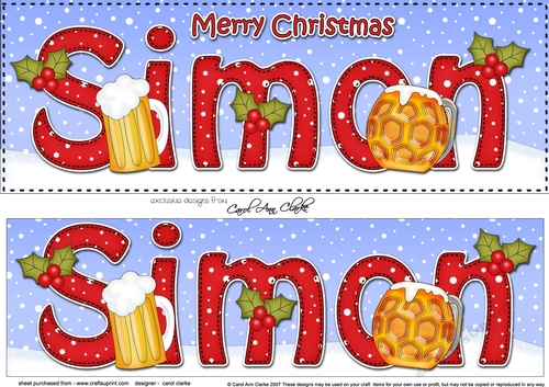 Large DL Merry Christmas SIMON 3D decoupage 