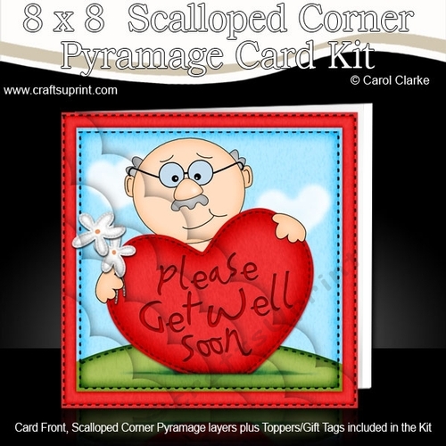 8 x 8 Old Man Bert Get Well Heart Scalloped Corner Kit