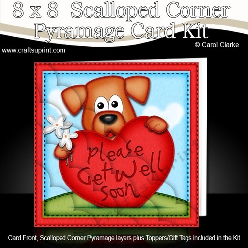 8 x 8 Rusty Dog Get Well Heart Scalloped Corner Kit