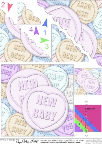 New Baby Sweet Heart Scallop Corner side stacker Topper