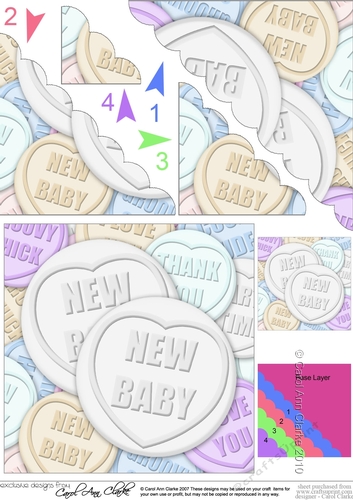 New Baby Sweet Heart Scallop Corner side stacker Topper