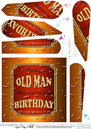 Happy Birthday OLD MAN Beer Label Fan Pyramage Topper