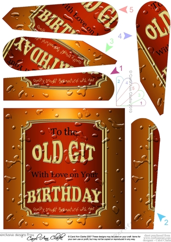 Happy Birthday OLD GIT Beer Label Fan Pyramage Topper