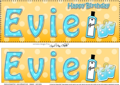 Large DL Happy Birthday EVIE 3D decoupage