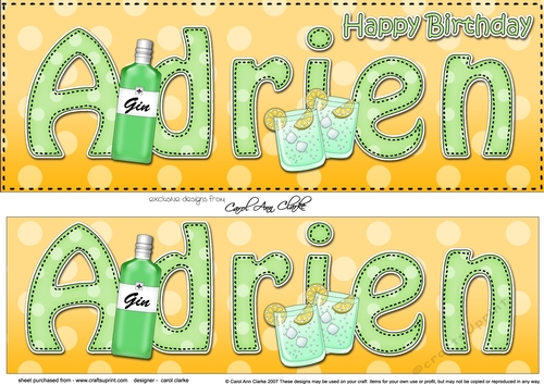 Large DL Happy Birthday ADRIEN 3D decoupage
