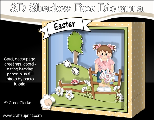 3D Easter Shadow Box Card Mini Kit  - Cute Little Toddler Girl