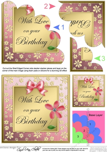 Floral Elegance Birthday Shell Edged Corner Stacker
